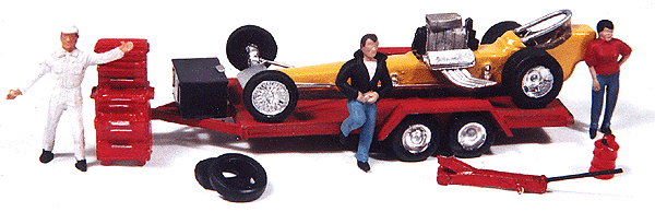 JL Innovative Design 922 HO Scale Vintage Dragster on Trailer Unpainted Metal Kit