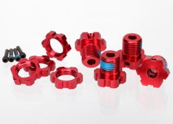 Traxxas 5353R Wheel Hubs Splined 17mm Red Anodized with Nuts and Pins