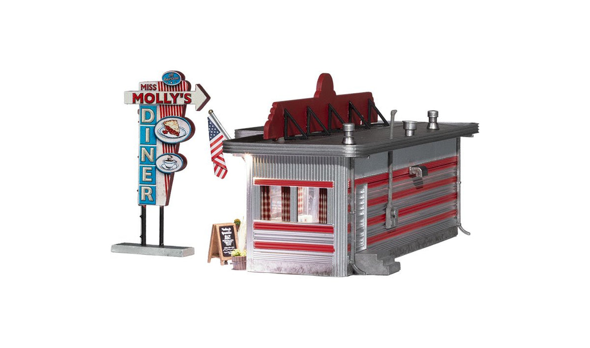 Woodland Scenics BR5066 HO Scale Built Up Structure - Miss Molly's Diner with LED Lighting