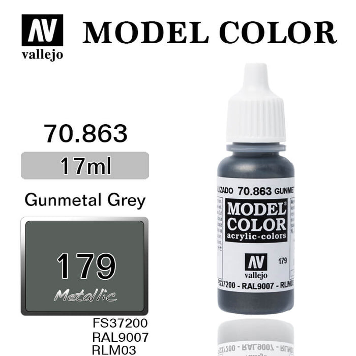 Vallejo 70.863 Model Color Acrylic Paint Gun Metal Grey 17ml