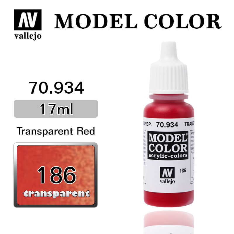 Vallejo 70.934 Model Color Acrylic Paint Transparent Red 17ml