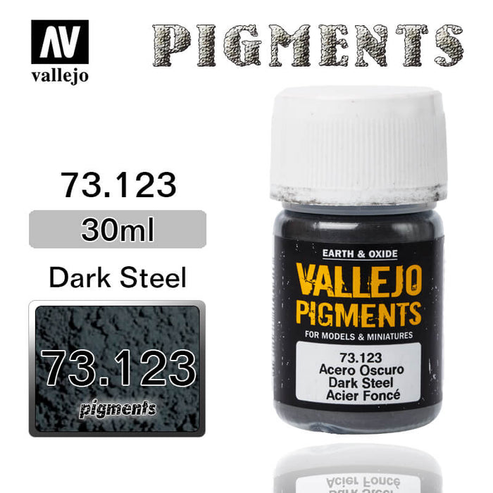 Vallejo 73.123 Dark Steel Pigment Powder 35ml Bottle