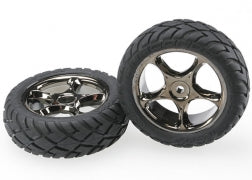Traxxas 2479A 2.2 Black Chrome Tracer Wheels with Anaconda Tires for Bandit Front Assembled 2 Pack