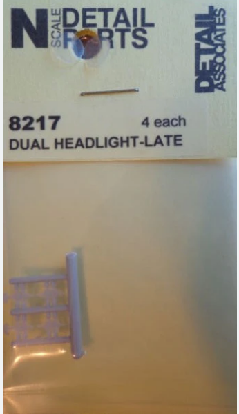 Detail Associates HL-8217 N Scale Dual Headlight Late 4 Pack