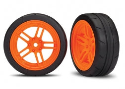 Traxxas 8373A 1.9" Split Spoke Orange Front Wheels with Response Tires VXL Rated Assembled and Glued