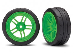 Traxxas 8373G 1.9" Split Spoke Green Front Wheels with Response Tires VXL Rated Assembled and Glued
