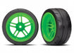 Traxxas 8374G 1.9" Split Spoke Green Extra Wide Rear Wheels with Response Tires VXL Rated Assembled