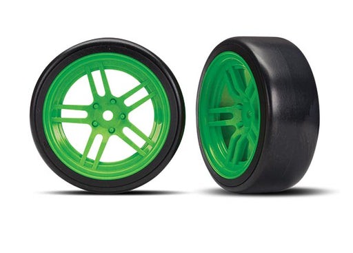 Traxxas 8376G Drift Tires and 1.9" Wheels Green Front