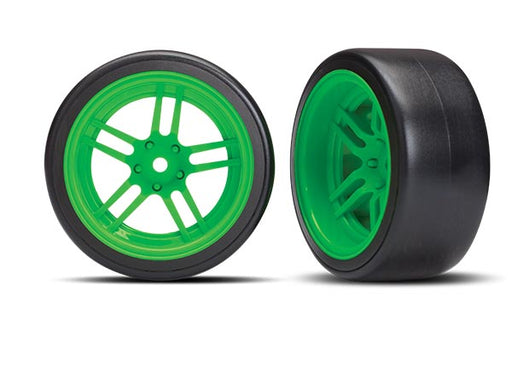 Traxxas 8377G Drift Tires and 1.9" Wheels Green Rear