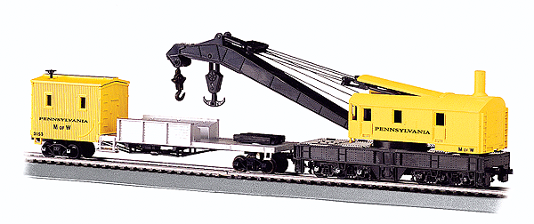 Bachmann 16114 HO Scale Crane Car with Boom Tender Pennsylvania Railroad PRR
