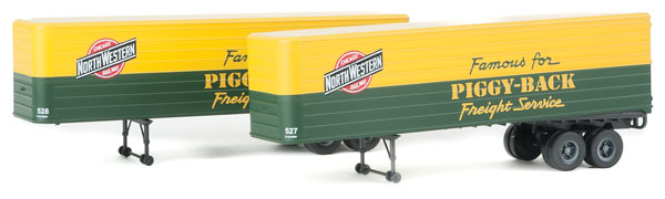 Walthers SceneMaster 949-2413 HO Scale 35' Fluted-Side Trailer 2-Pack Chicago & Northwestern C&NW