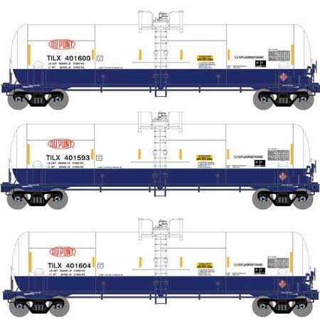 Athearn 15929 HO Scale RTC 20,900 Gallon Acid Tank Car Dupont TILX  3 Pack