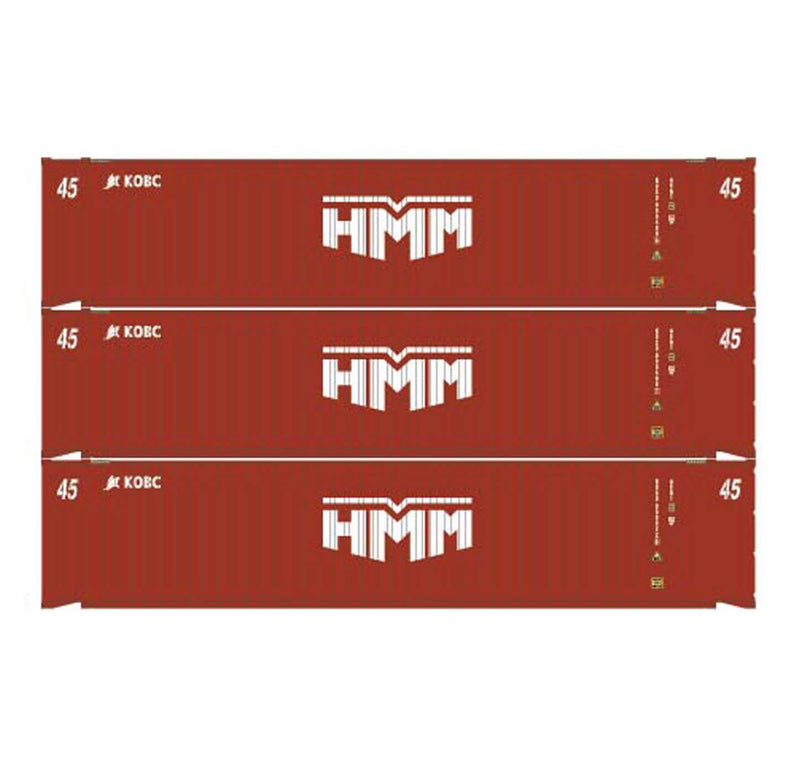 Athearn 28036 HO Scale 45' Container HMM/KOBC KOCU #1 3 Pack