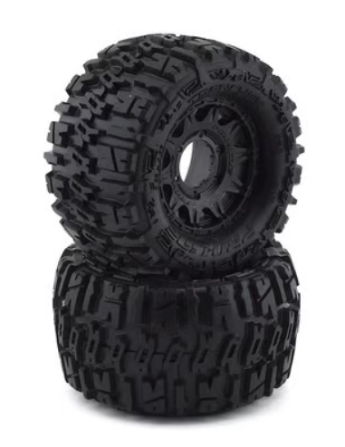 Pro-Line 1170-10 2.8" Trencher All Terrain Tires on Raid Black Wheels for 2WD or 4x4 Stampede