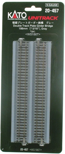 Kato 20457 N Scale UniTrack 186mm 7-5/16" Double Plate Girder Bridge, Gray