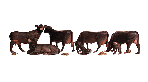 Woodland Scenics A1955 HO Scale Figures - Black Angus Cows