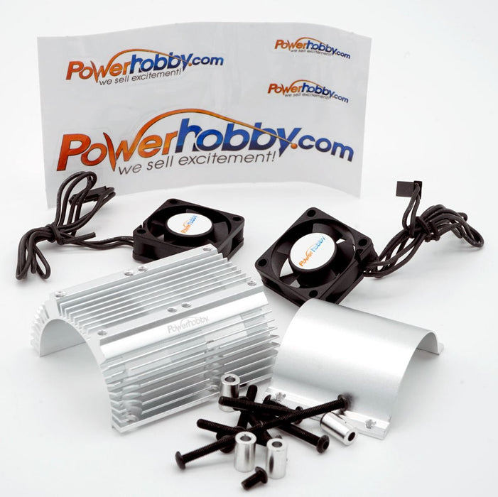 Powerhobby 1289 Silver Heat Sink with Twin Turbo High Speed Cooling Fans for 1/8 Motors
