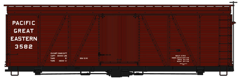 Accurail 1160 HO Scale 36' Fowler Wood Boxcar Pacific Great Eastern PGE