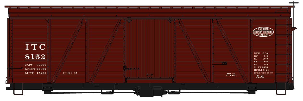 Accurail 1168 HO Scale 36' Fowler Wood Boxcar Illinois Terminal Kit