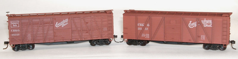 Accurail 1210 HO Scale 40' Outside Braced Boxcar Kit Burlington CB&Q 2 Pack - NOS