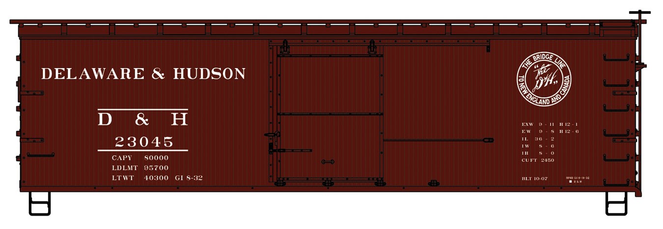 Accurail 1410 HO Scale 40' USRA Wood Double Sheathed Boxcar Delaware & Hudson Kit
