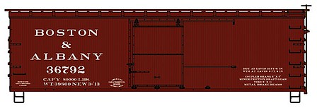 Accurail 1714 HO Scale 36' Double Sheathed Wood Boxcar Kit Boston & Albany B&A 36792