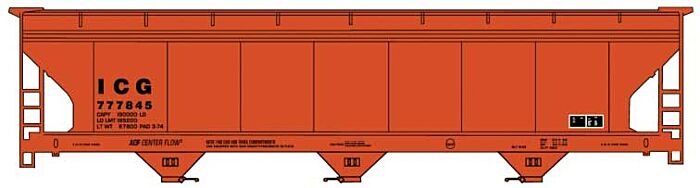 Accurail 20742 HO ACF 3-Bay Covered Hopper Illinois Central Gulf ICG 777845 Kit