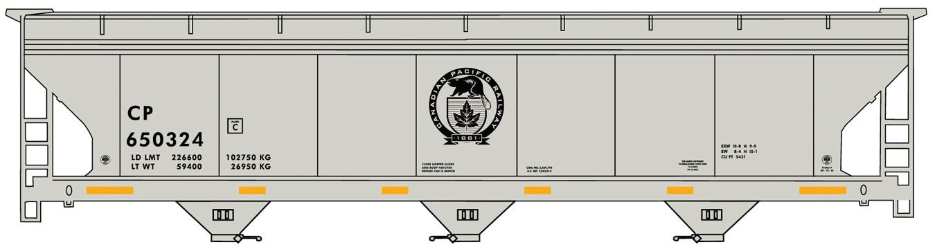 Accurail 2115 HO ACF 3-Bay Covered Hopper Canadian Pacific CP 650324 Kit