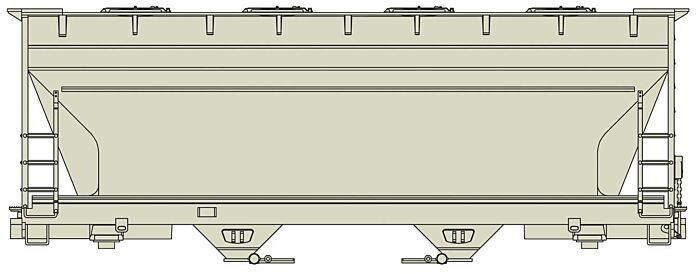 Accurail 2200 HO ACF 2-Bay Covered Hopper Undecorated Kit