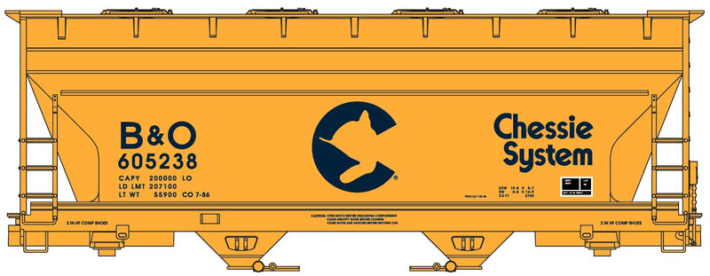 Accurail 2210 HO Scale ACF 2 Bay Covered Hopper Kit Chessie System B&O 605238