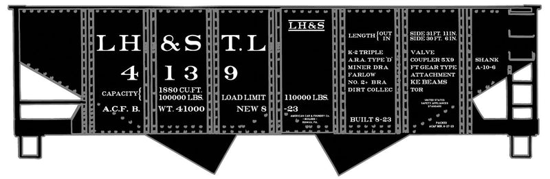 Accurail 2437 HO Scale USRA Twin Hopper Louisville Henderson & St. Louis LH&Stl Kit