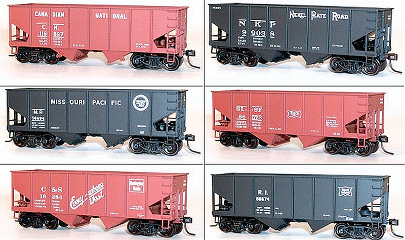 Accurail 2670 HO Scale 55 Ton 2 Bay Open Hopper Kit 6 Pack Midwest Roads - NOS