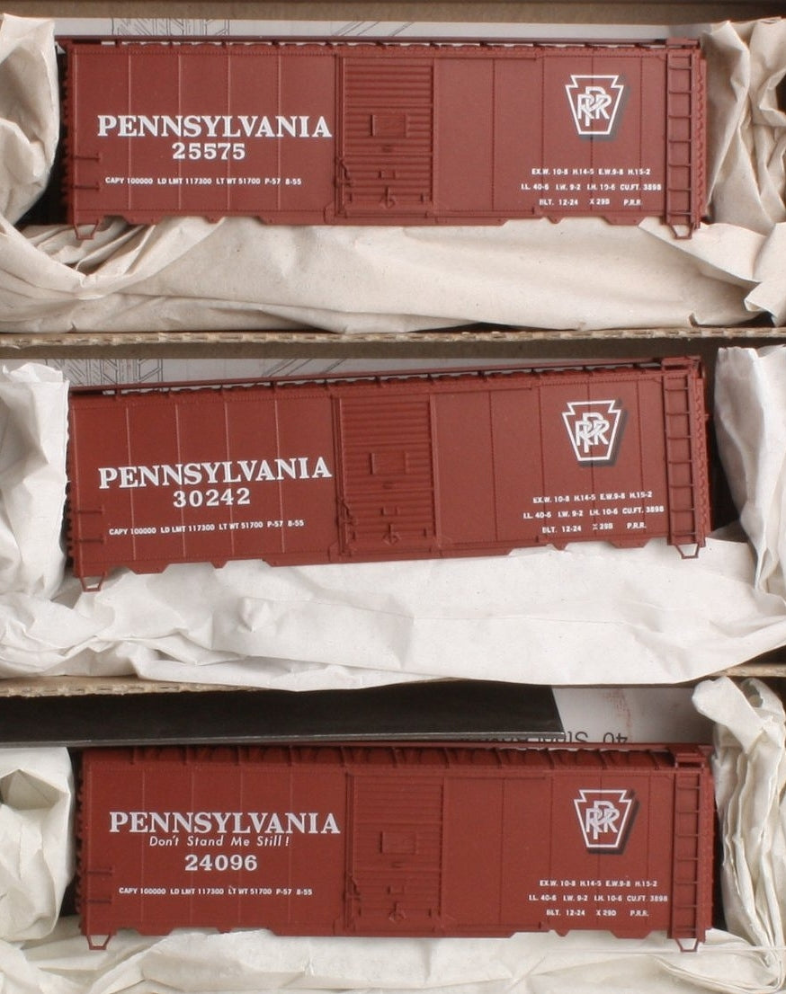Accurail 3319 HO Scale 40' Steel Boxcar Kit Pennsylvania PRR 3 Pack ...