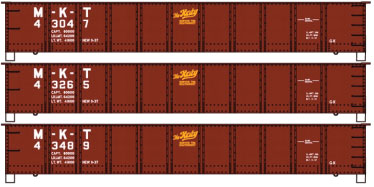 Accurail 37604 HO Scale 41' AAR Steel Gondola Kit 3 Pack M-K-T - NOS