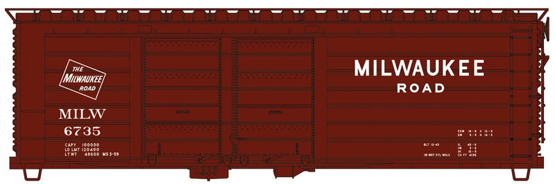 Accurail 3983 HO Scale 40' Rib Side Boxcar Milwaukee Road MILW Kit