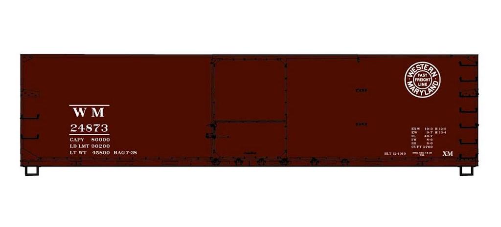 Accurail 4645 HO 40' USRA Double Sheathed Wood Boxcar Kit Western Maryland WM 24873