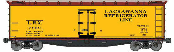 Accurail 48504 HO Scale 40' Wood Reefer Kit Lackawana LRX - NOS