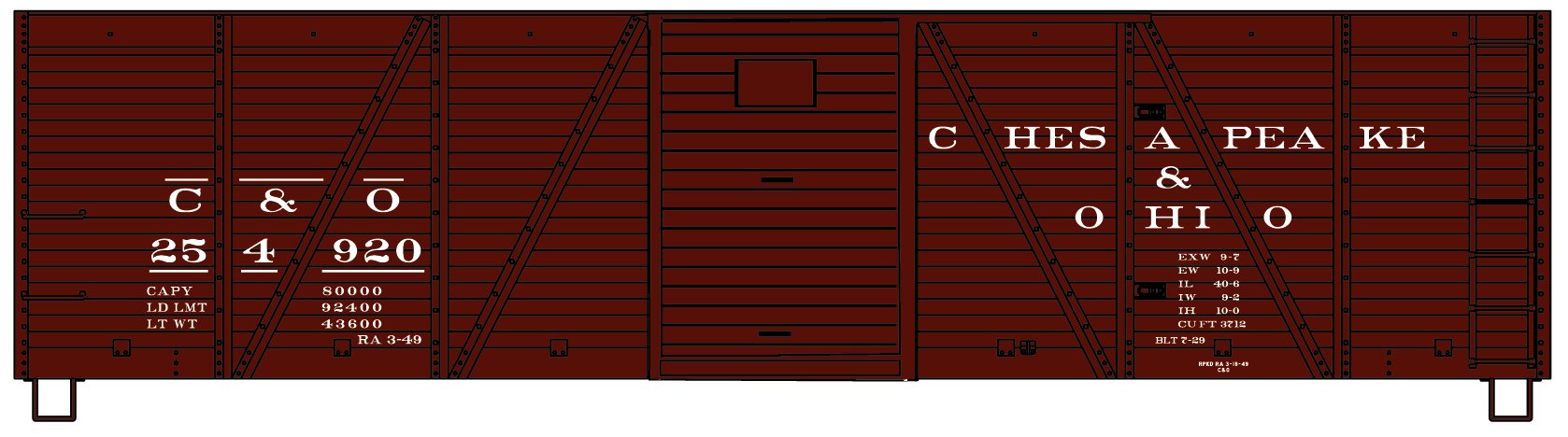 Accurail 7118 HO Scale 40' 6 Panel Wood Boxcar Kit Chesapeake & Ohio C&O 254920