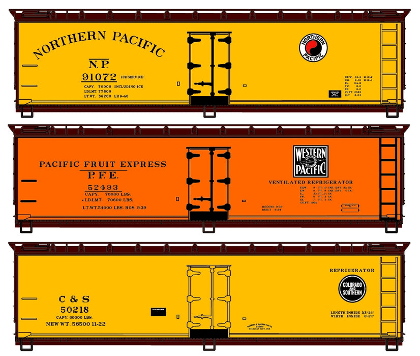Accurail 8098 HO KIT 40' Wood Reefer NP PFE C&S Kit 3 Pack