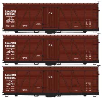 Accurail 8113 HO Scale 36' Fowler Wood Boxcar Canadian National CN 3 Pack