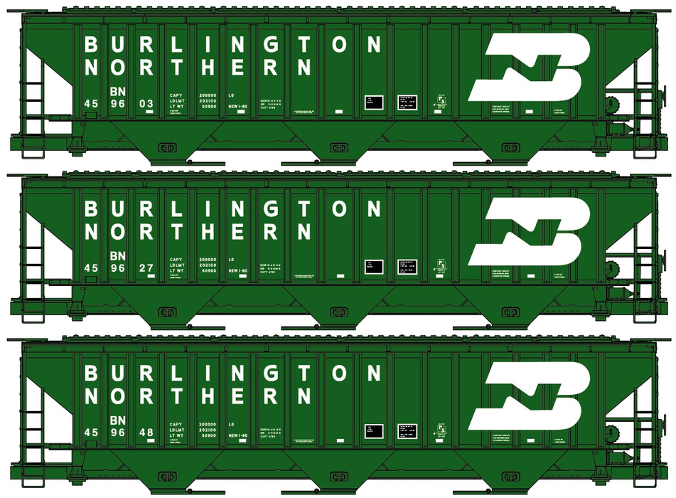 Accurail 8133 HO Scale PS 4750 Covered Hopper Burlington Northern BN 3-Car Kit