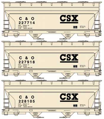 Accurail 8132 HO ACF 2-Bay Covered Hopper CSXT Kit 3 Pack