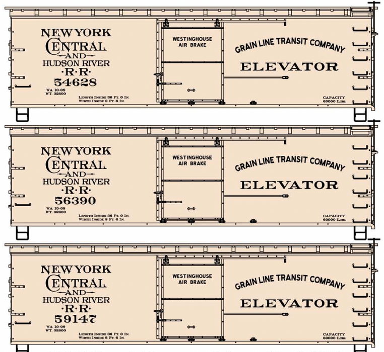 Accurail 8153 HO Scale 36' Double Sheathed Boxcar Kit New York Central NYC&HR 3 Pack
