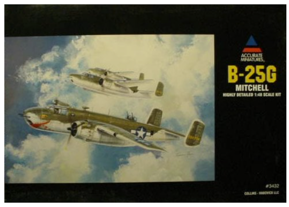 ACCURATE 3432 1/48 B-25G Mitchell Aircraft Plastic Model Kit NOS