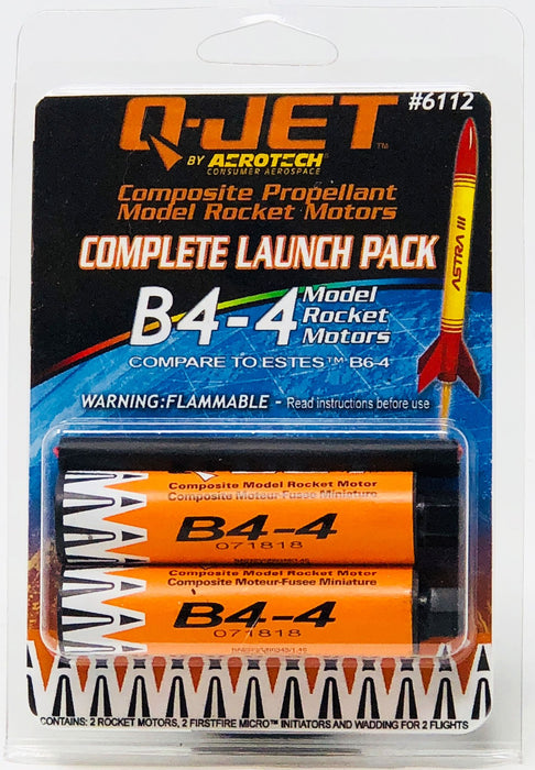 AeroTech 6112 Q-Jet Black Max Composite Model Rocket Motor - B4-4FJ 2 Pack (Ships USPS Ground)