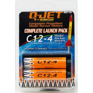 AeroTech 6116 Q-Jet Black Max Composite Model Rocket Motor - C12-4FJ 2 Pack (Ships USPS Ground)