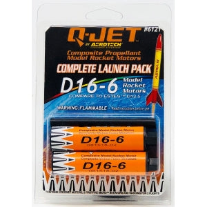 AeroTech 6121 Q-Jet Black Max Composite Model Rocket Motor - D16-6FJ 2 Pack (Ships USPS Ground)