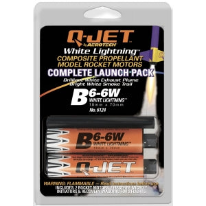 AeroTech 6124 Q-Jet White Lightning Composite Model Rocket Motor - B6-6W 2 Pack (Ships USPS Ground)