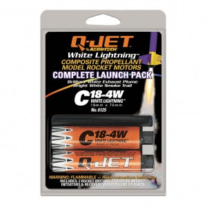 AeroTech 6125 Q-Jet White Lightning Composite Model Rocket Motor - C18-4W 2 Pack (Ships USPS Ground)