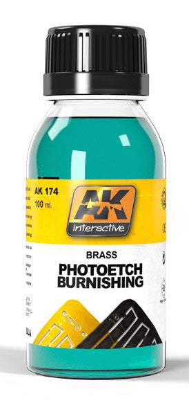AK Interactive 174 Brass Photo-Etch Burnishing Fluid 100ml Bottle